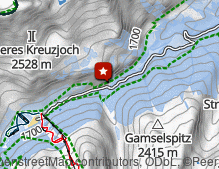 Mappa: Klettergarten Bergkristall - Pfelders / Palestra di roccia Bergkristall - Plan