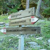 wanderwege wegweiser bei schneeberger bruecke rabenstein passeier