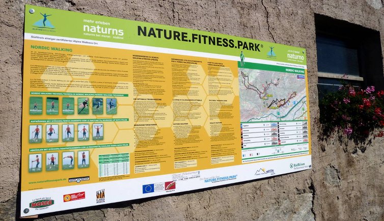 nature fitness park naturns tafel nordic walking